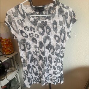 INC International Concepts White and Gray Animal Print Top